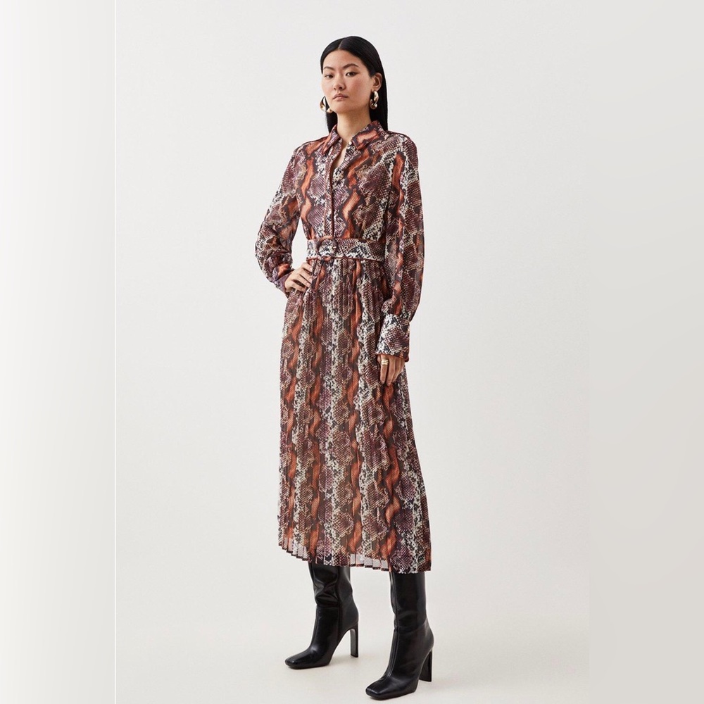 Karen Millen Pleated Woven Maxi Dress Size 12 US worn a few times.
